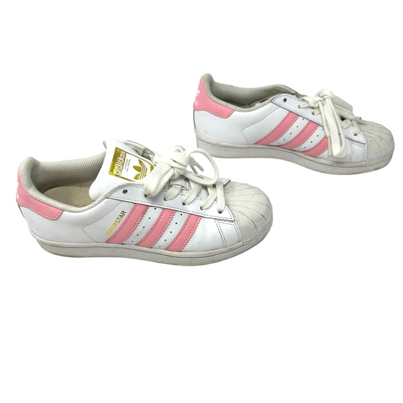 Adidas size 5 EVM‎ 004001 white pink clamshell toe lace up sneakers superstar - Picture 4 of 10